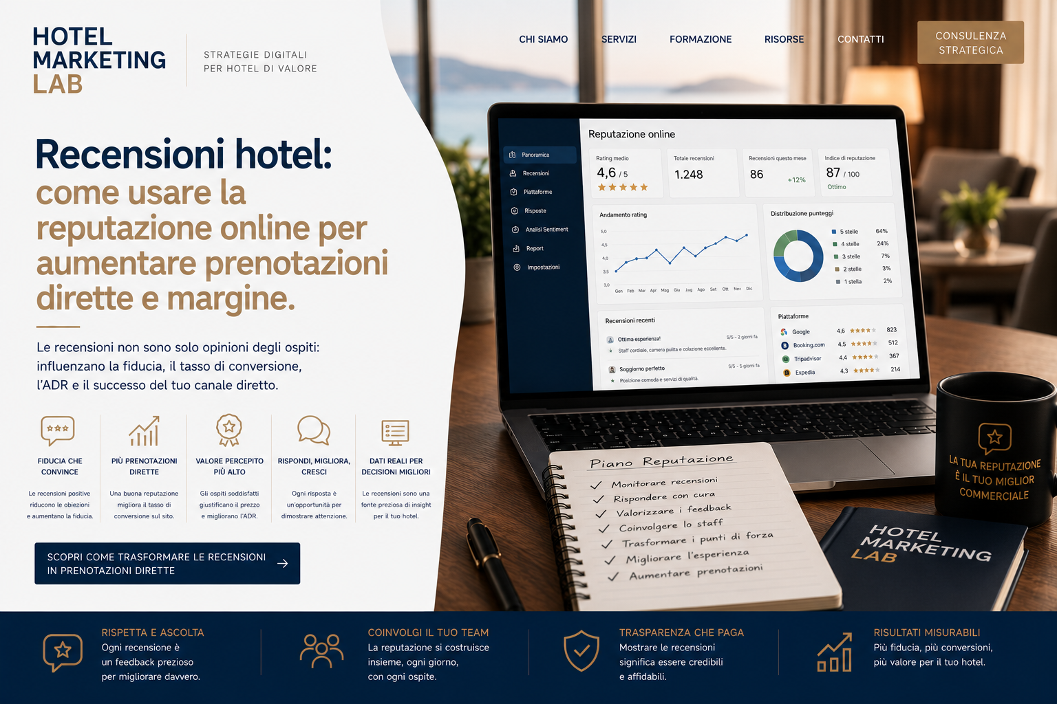 Recensioni hotel: come usare la reputazione online per aumentare prenotazioni dirette e margine